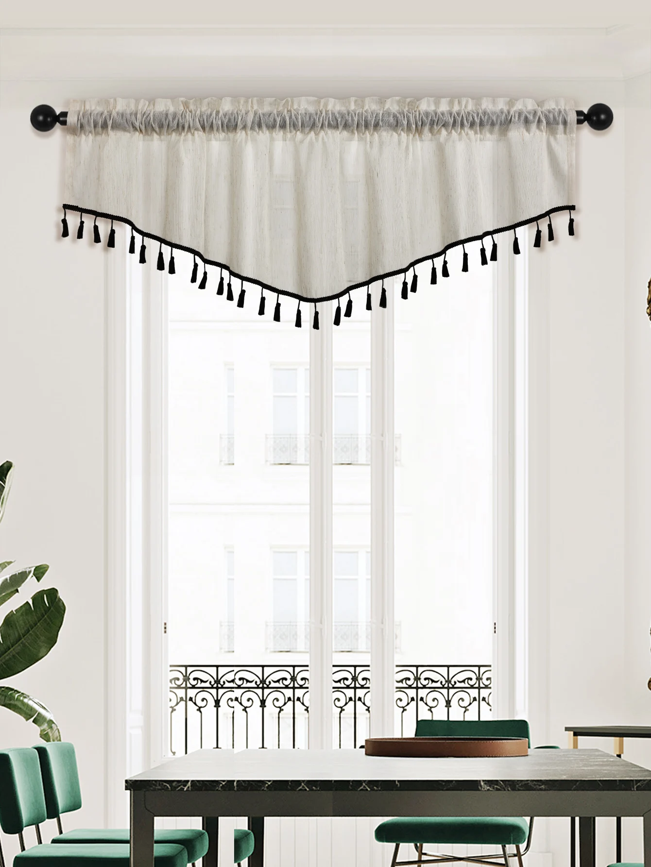 1pc Line Fabric Pure Color Valance,Modern New V-Shaped Design Short Curtain for the Various Room,Window and Door Decoration