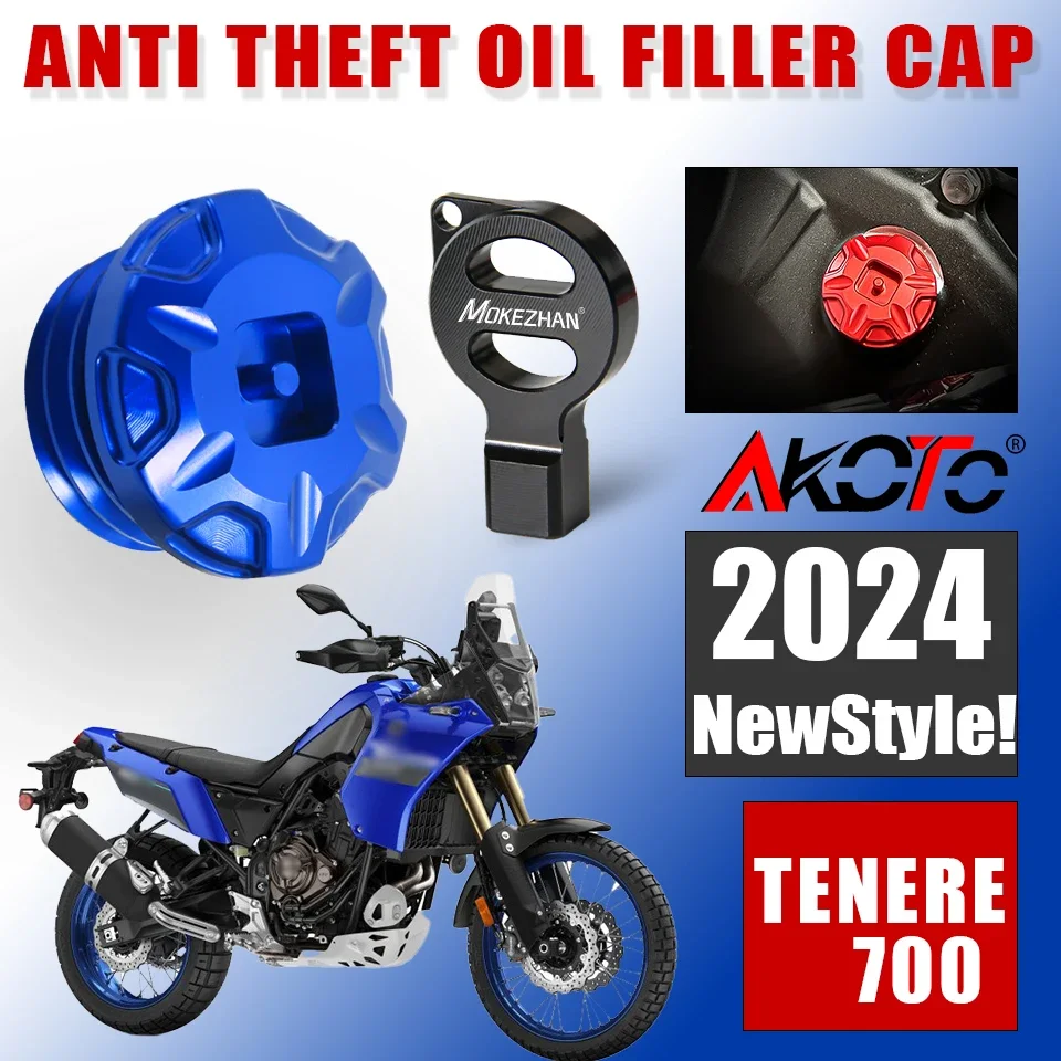 

NEW Motorcycles Anti theft Oil Filler Cap Engine Oil Plug Cover For YAMAHA TENERE 700 T7 Tenere700 2017-2024 2023 Accessories