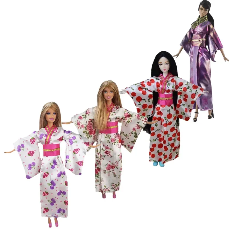 Cosplay Japanese Classic Robe Traditional Kimono Doll Clothes For Barbie Dress Long Yukata Costume 1/6 BJD Accessories DIY Toys