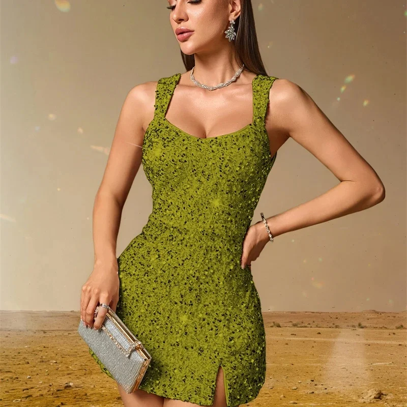 Women Low Slit Dresses Summer Shiny Sequins Evening Dress Sexy Elegant Party Dresses Cocktail Short Birthday Prom Dresses XSY225 - Image 6