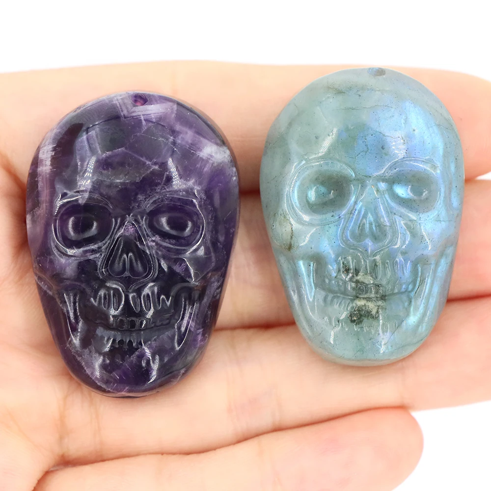 

Натуральная вспышка, лабрадорит, голова черепа, кулон, целебный кристалл, аметист для DIY браслета, подвески, ожерелье, украшение на Хэллоуин, подарок