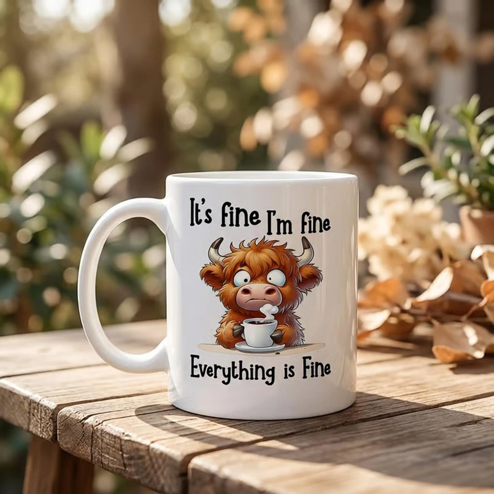 Anxious Scottish Highland Cow Mug with Funny Quote 