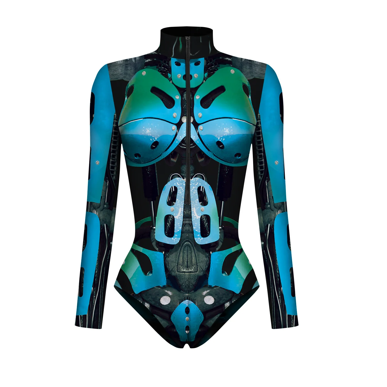 صيف جديد تأثيري درع المرأة السباحة زي ثلاثية الأبعاد الطباعة الرقمية بأكمام طويلة البريدي قطعة واحدة دعوى بركة ملابس السباحة الطرف #2