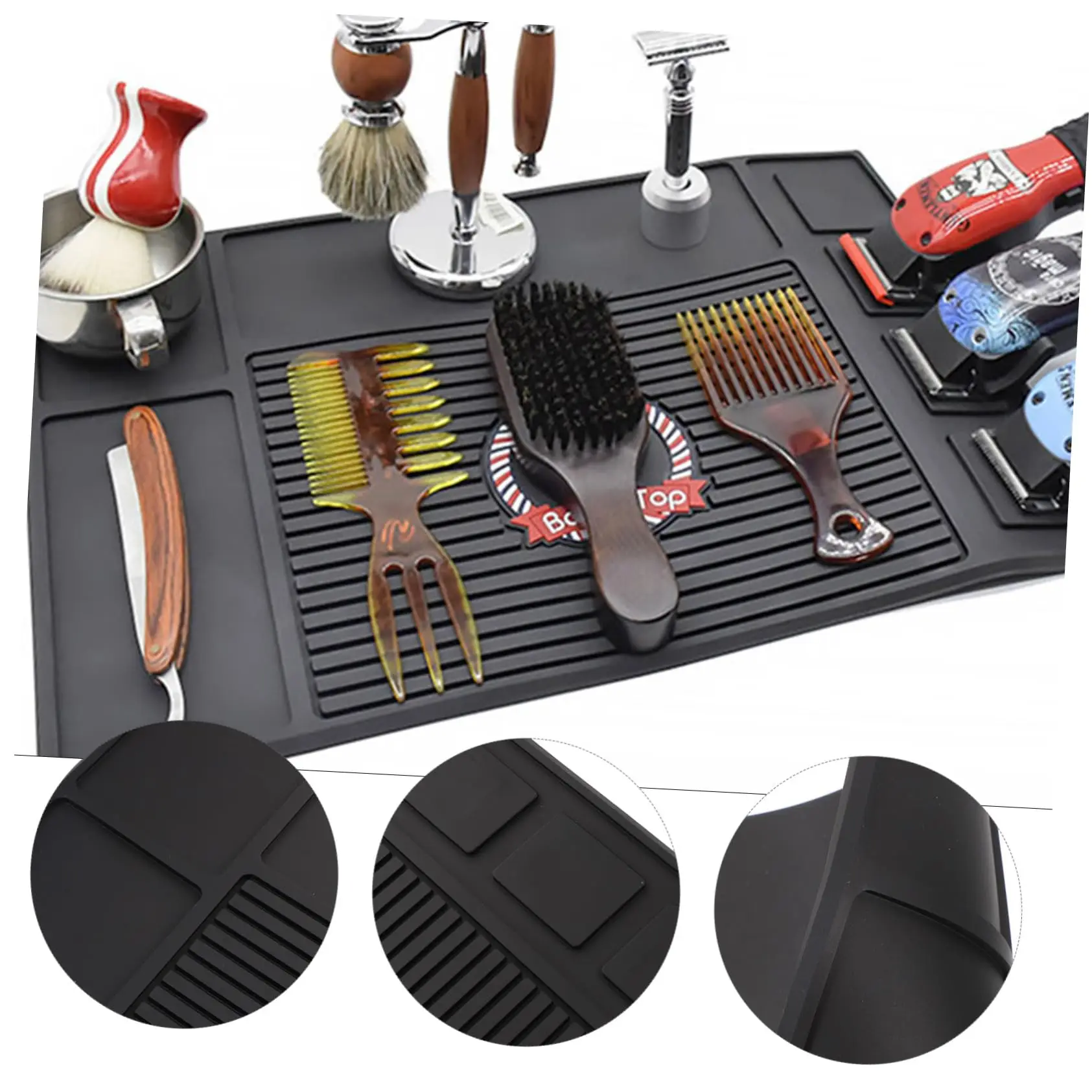 Magnetic Tray Silicone Storage Salon Table Mat Heat Resistant Pad Clippers Scissors Trimmers Holder Anti-skid Barbershop Tools ﻿