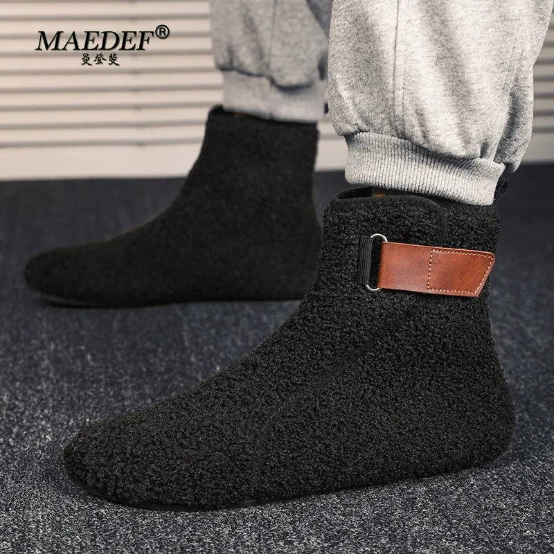 MAEDEF Cotton Shoes Male Boots Men Winter Warm Indoor Home Shoe Comfortable Plush Man Casual Shoes Soft  Anti-slip Walking Shoes