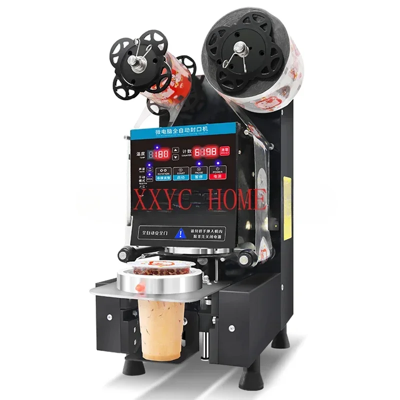 

Full Automatic Cup Sealing Machine Plastic Sealer Paper Cup Milk Tea Food Seaer Electric Bubble Tea Film English Version