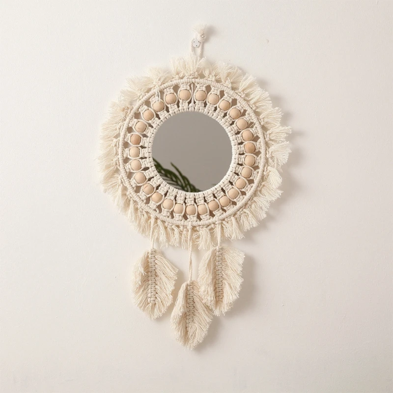 Knit Macrame Sculpture Home Pendant Art Showpiece Mirror Wall Hanging Statue