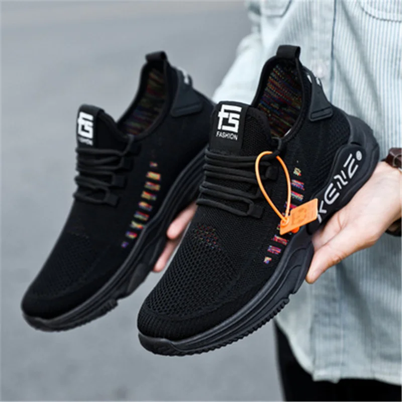 2024 Men's Sneakers Fashion Knitted Fabric Sports Shoes Male Breathable Mesh Casual Shoes Outdoor Trainers Fitness Running Shoes