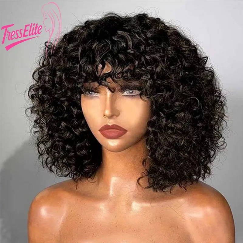 

12A Brazilian Virgin Remy High Light Water Curly Piano Fringebangs Wig Full Hand Weaving Lightweight Breathable High Quality