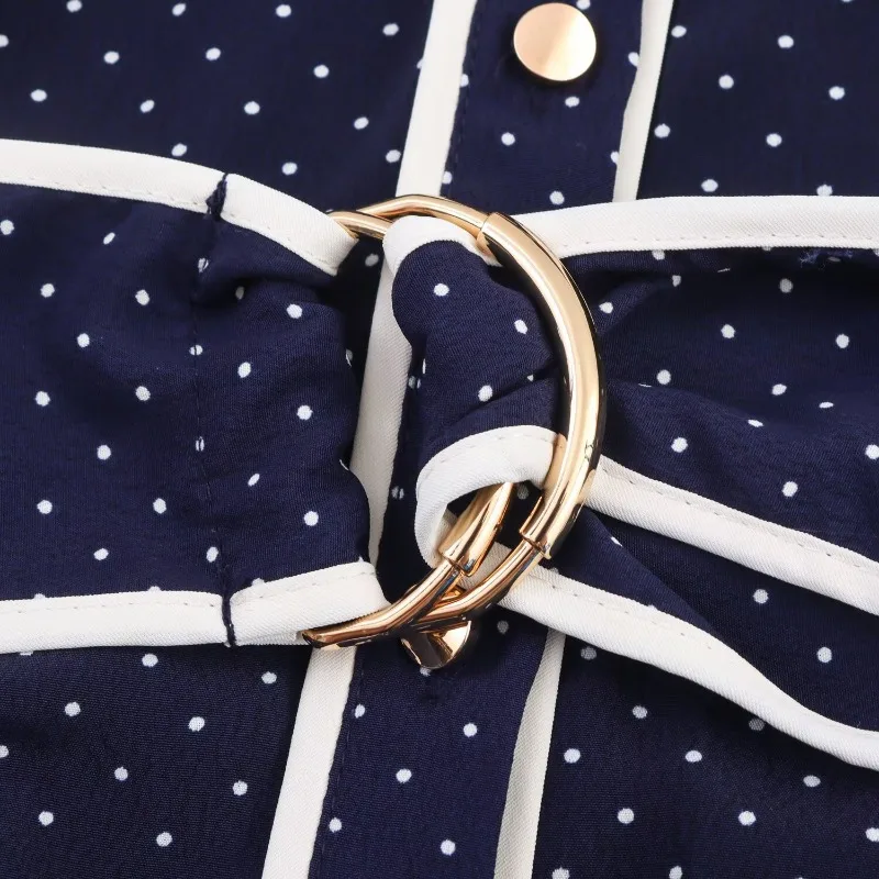 Abito lungo senza maniche casual con bottoni alla moda per donna 2025 Estate nuove donne Abbigliamento Abito camicia a pois vintage con cintura