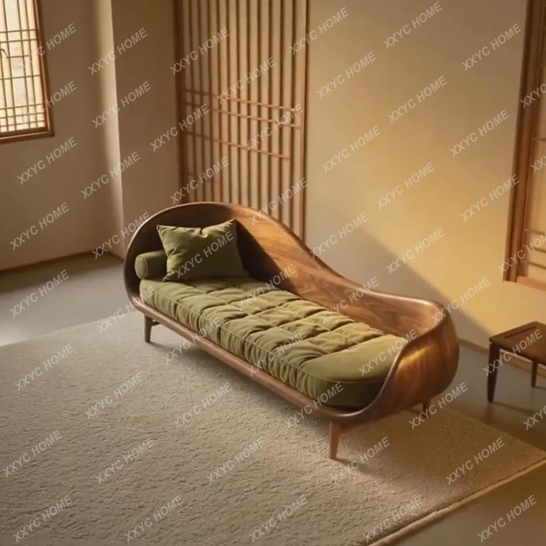 

black walnut chaise longue minimalist leather sofa reception lounge chair
