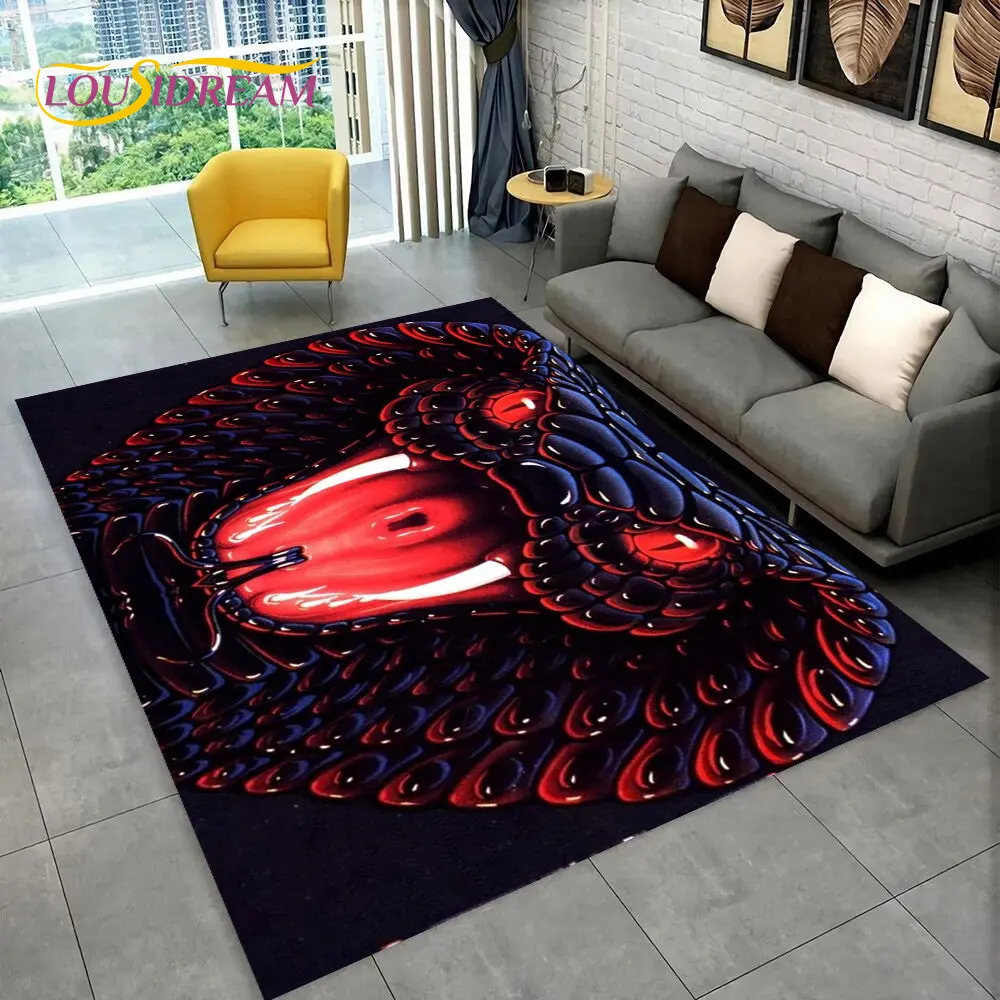 3D Gothic Horrible Snake Serpent Area Rug,Carpet for Home Living Room Bedroom Sofa Doormat Kitchen Decor,kids Non-slip Floor Mat