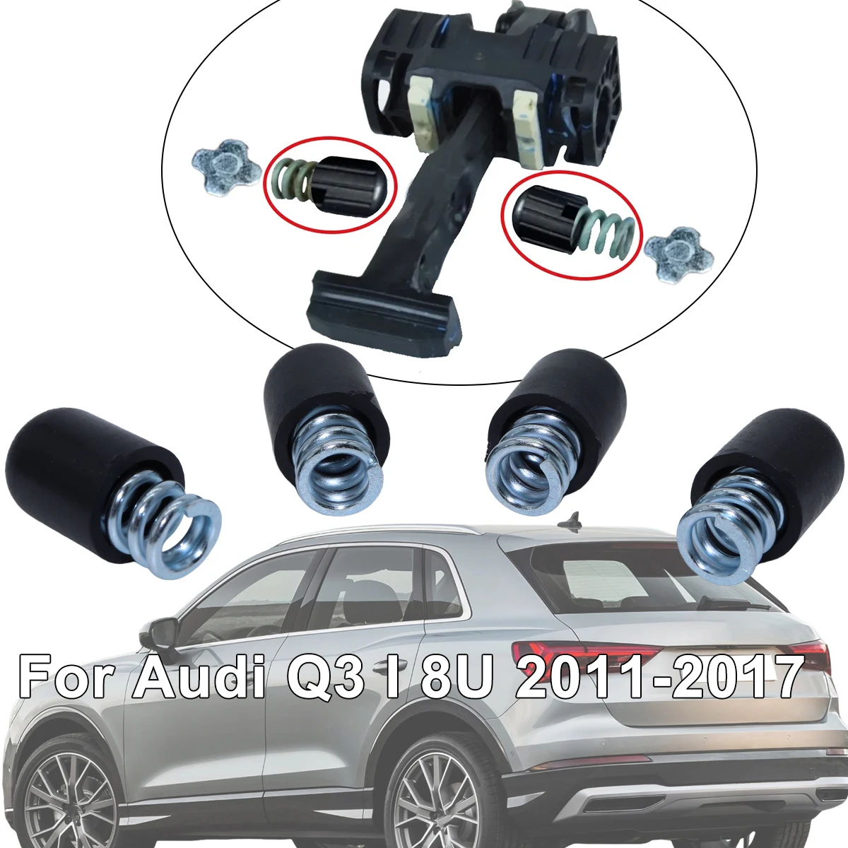 

For 2 Door Car Door Check Strap Limiter Repair Kit Stopper Damping Spring Clips Black For Audi Q3 I 8U 2011-2017 A7 I-II4G 4M C8