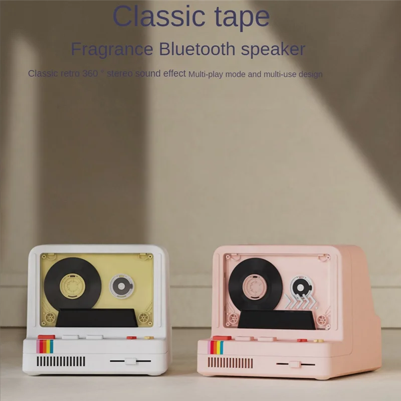 

Classic Tape Bluetooth Speaker Retro Convenient Portable Aromatherapy Night Light Multi-Function Mini Audio,Pink