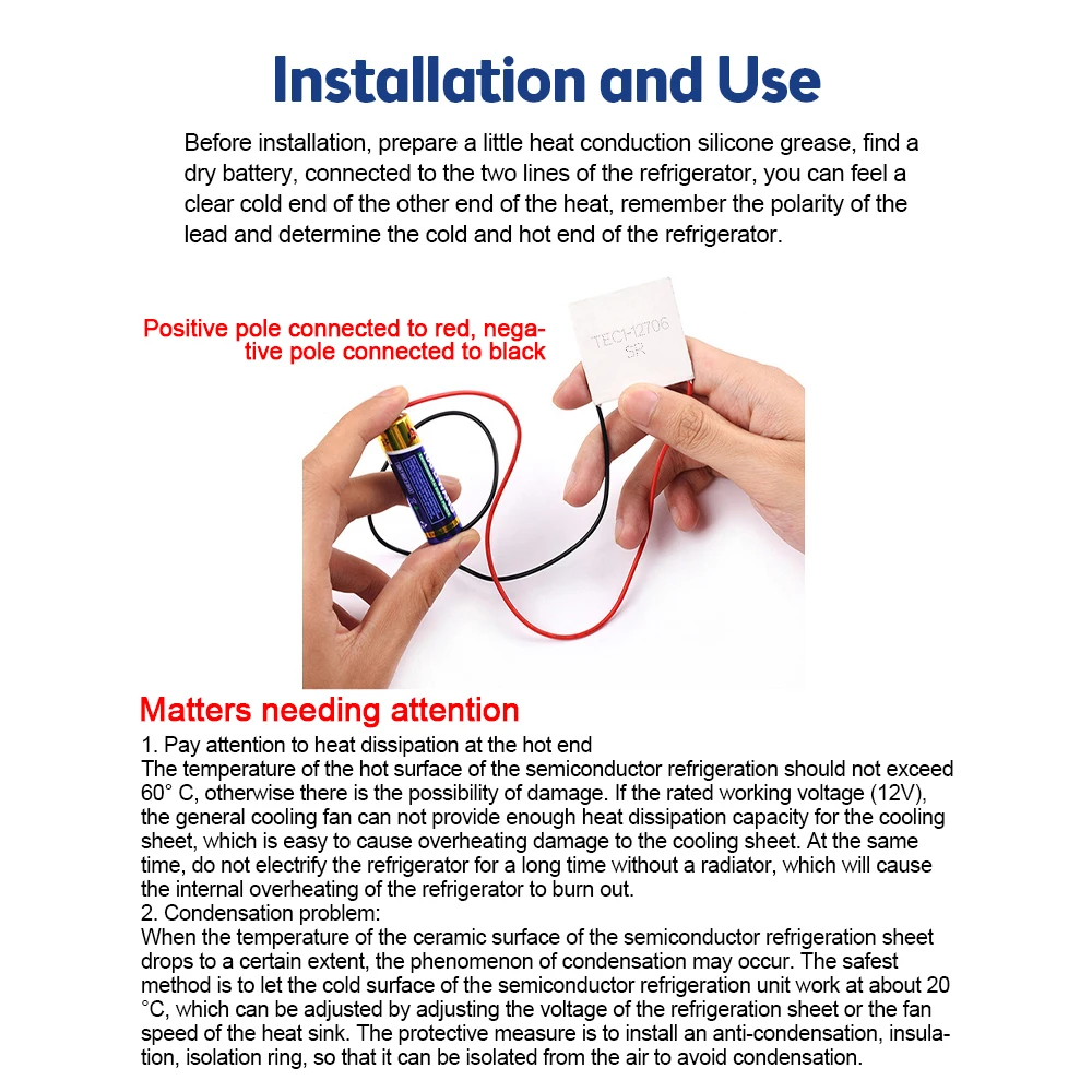 Refrigerador termoelétrico Peltier, Dissipador Peltier, Módulo TEC, 40x40mm, 12V, 6A, TEC1-12706SR, New of Semiconductor Refrigeração Tablets
