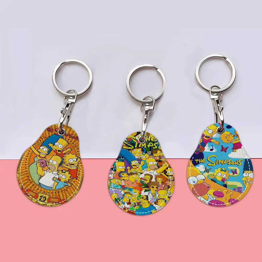 Cartoon T-The Cool S-Simpsons Creative Cartoon Pattern Sensitive Access Card Protective Keychain Fashion Decorative Pendant-image