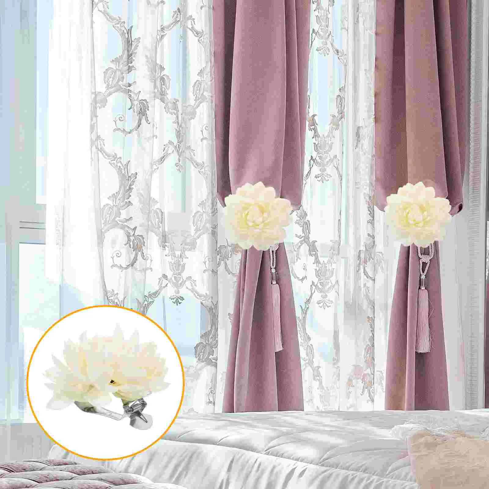 2 Pcs Curtain Clips Buckle Kids Shower Tie Decorations Rosy Binding Child Curtains