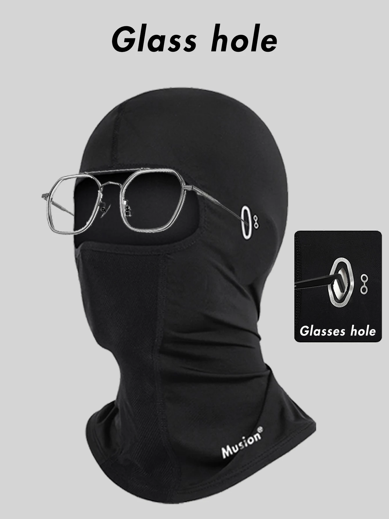 Musion Fahrradhelm Sturmhaube mit Brillengat Motorrad Vollgesichtsmaske Sonnenschutz Eisseide Biker Kopfbedeckung Atmungsaktiv – Detail 7