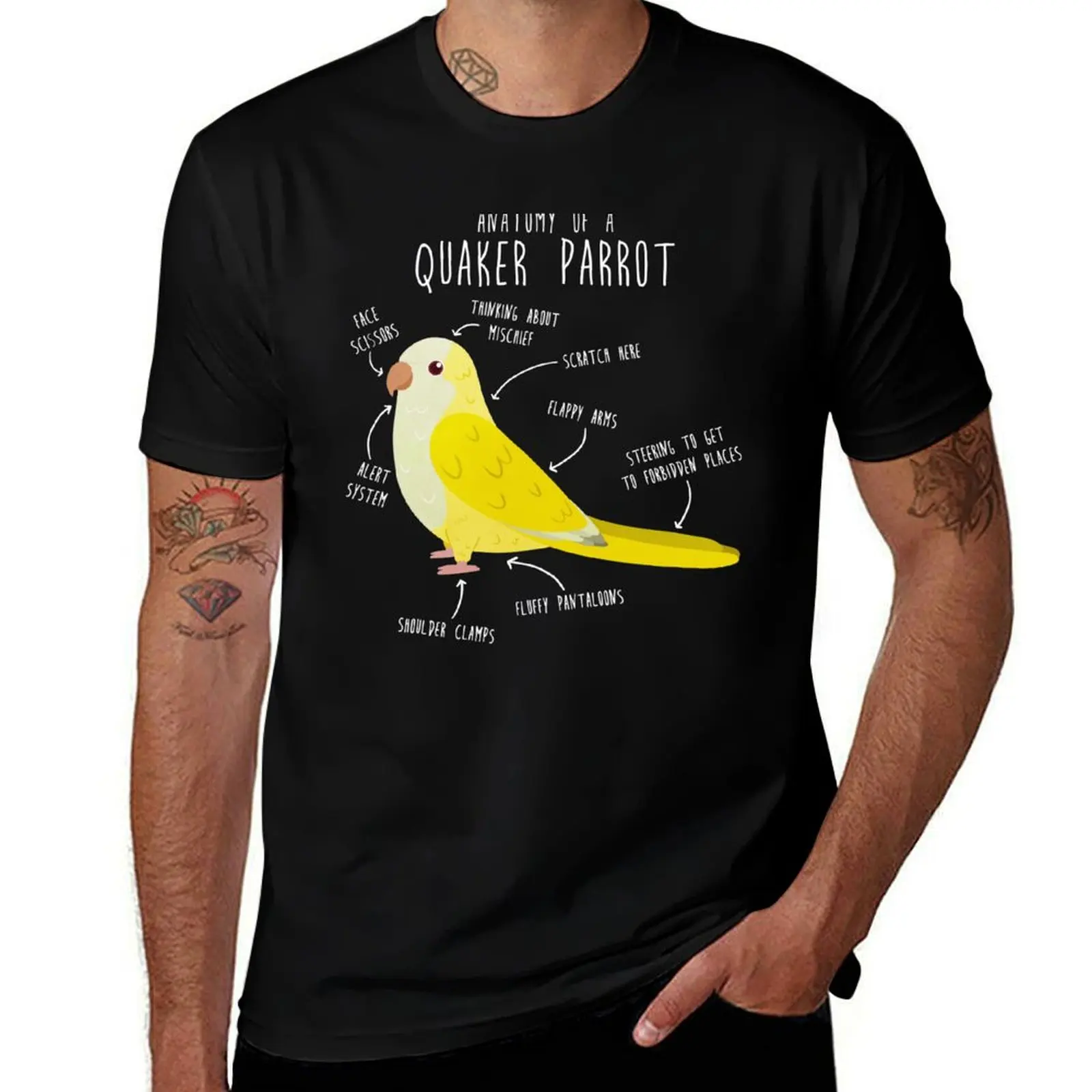 Anatomy of a Lutino Quaker Parrot T-Shirt new edition oversized graphic tee mens t shirt graphic