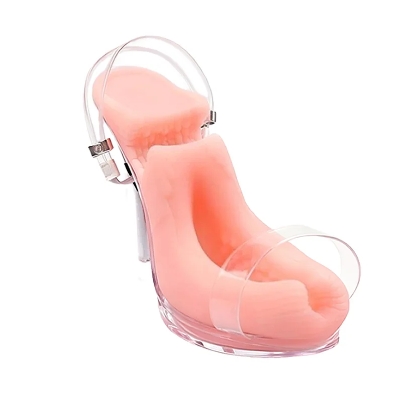 Men's Silicone Foot Stroker Cup  High Heel Shape, Couple Vibrating Massager, Soft & Washable Adult Toy for Solo Use