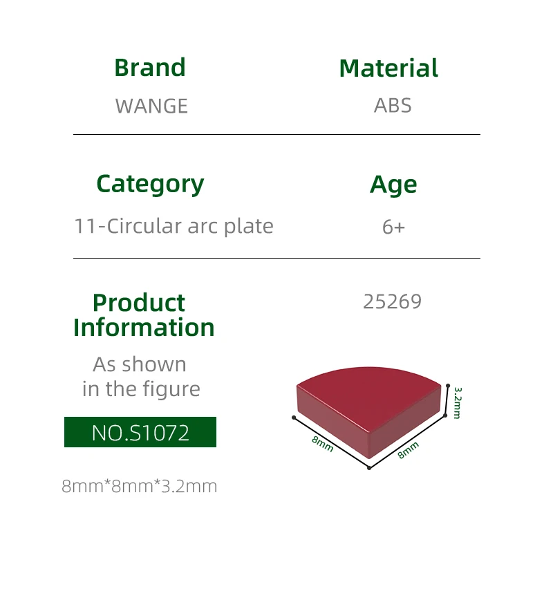 Wange 884 قطعة/الوحدة 25269 بلاط مستدير 1x1 ربع كتلة Moc ملحقات الألوان متوافقة مع الطوب لتقوم بها بنفسك لعبة أطفال صندوق قوي