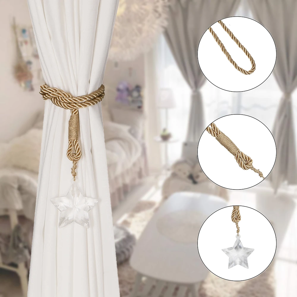 1Pc Elegant Crystal Bead Curtain Tieback Brilliant Star Diamond for Accessories Curtains Holder Buckle Tie Home Decorative