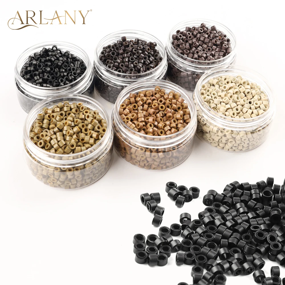 ARLANY 1000Pcs Hair Extensions Beads 5mm Invisible Extension Micro Beads Hair Extensions Micro Rings Links with Silicone Lined