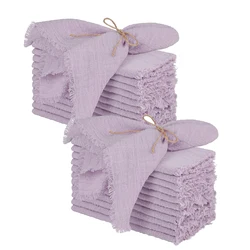 24pcs 32x32cm Wholesale Purple Gauze Cotton Napkin Reusable Tea Towel Wedding Party Christmas Table Decor Retro Burrs napkins