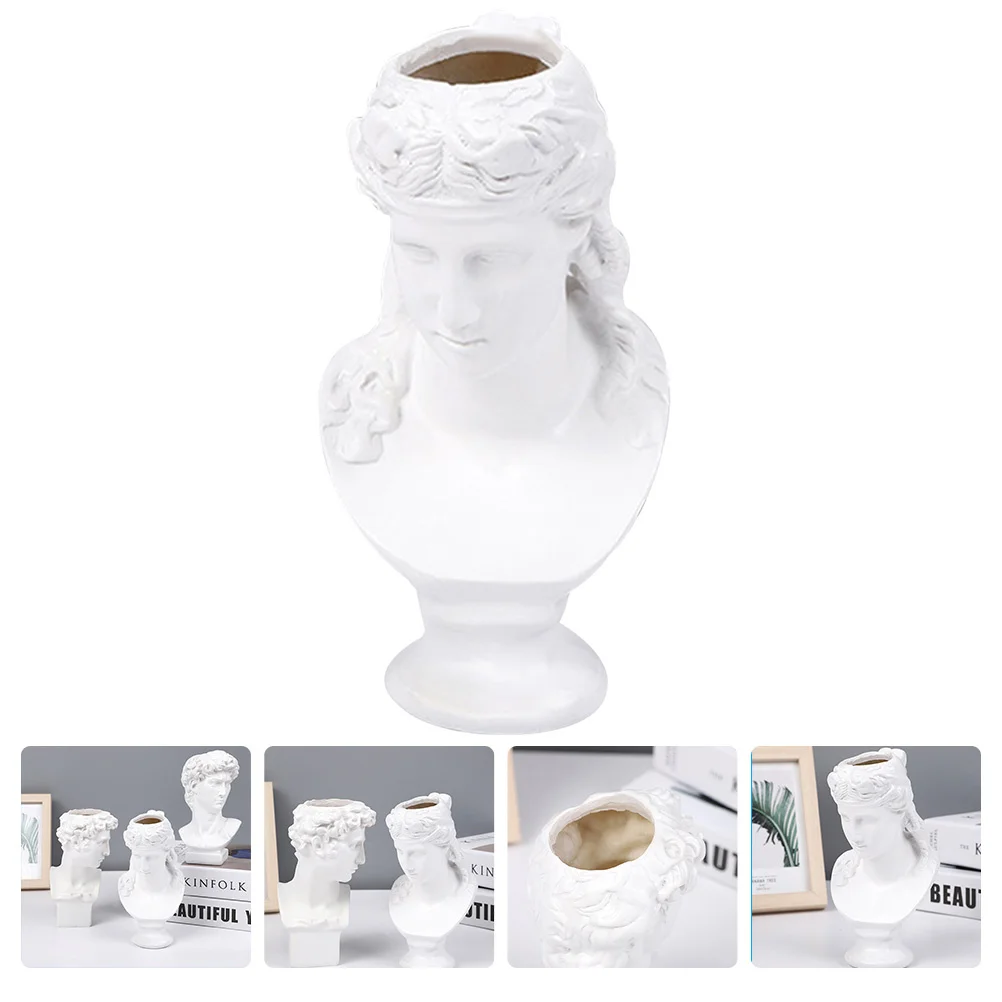 

2Pcs Nordic Art Pen Holder Resin Greek Statue Desktop Makeup Brush Stand Home Decor Office Desk Organizer Pencil Storage