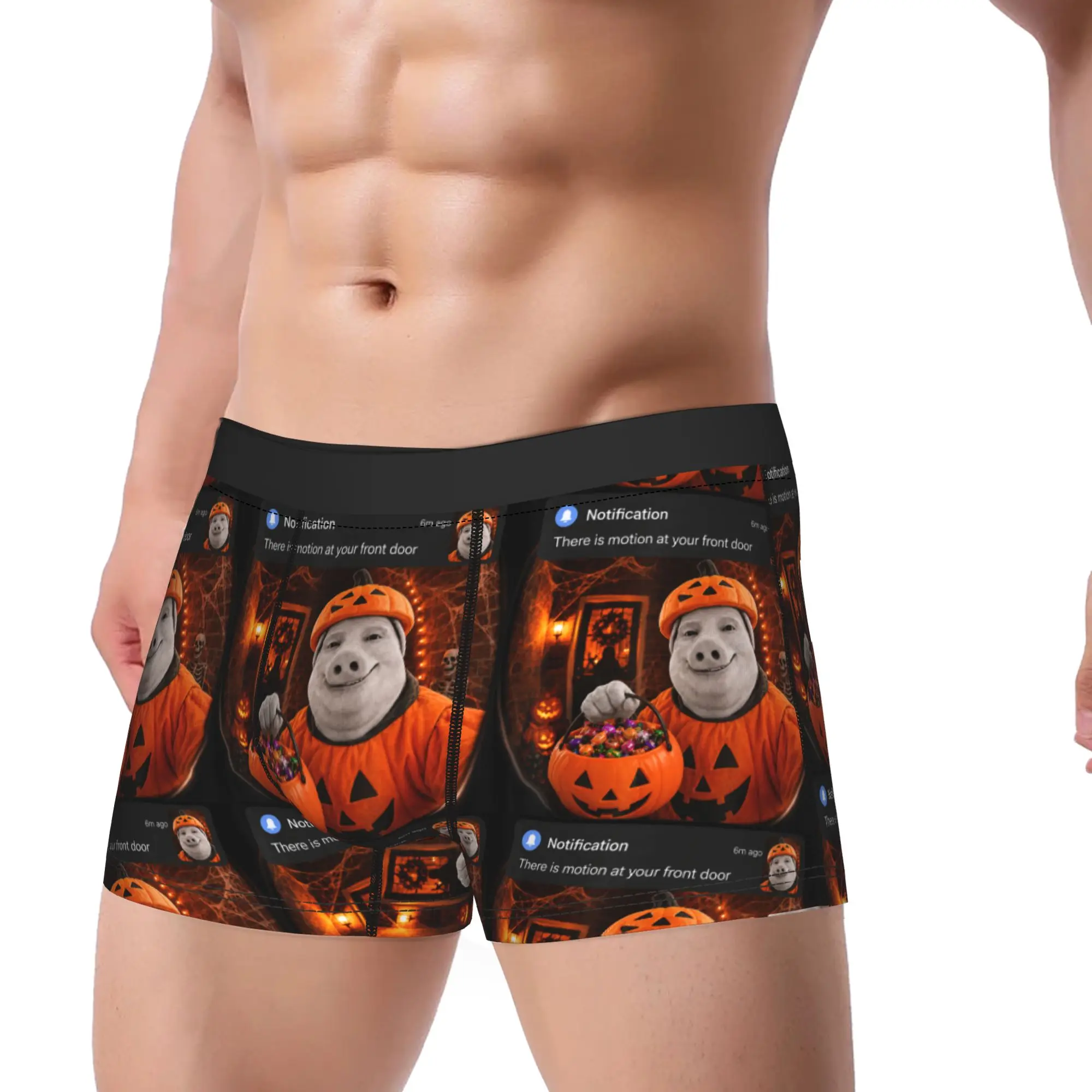 John Pork Pumpkin Costume Front Door Motion Halloween Meme Underwear Printed Boxershorts Men Underpants Funny Shorts Briefs