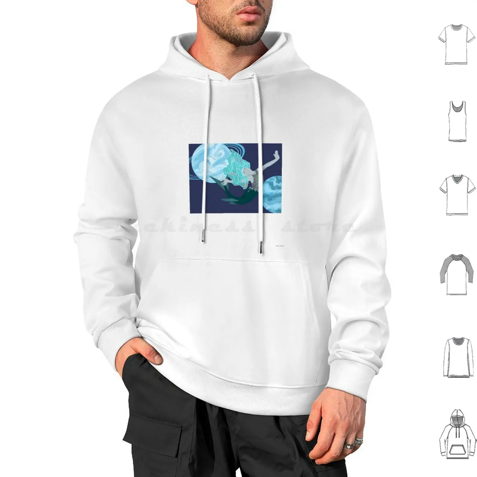 Space Mermaid Hoodie Men Women Kids Mermaid Planets Space Mermaid Stars Sky Swim Fish Water Tattoos