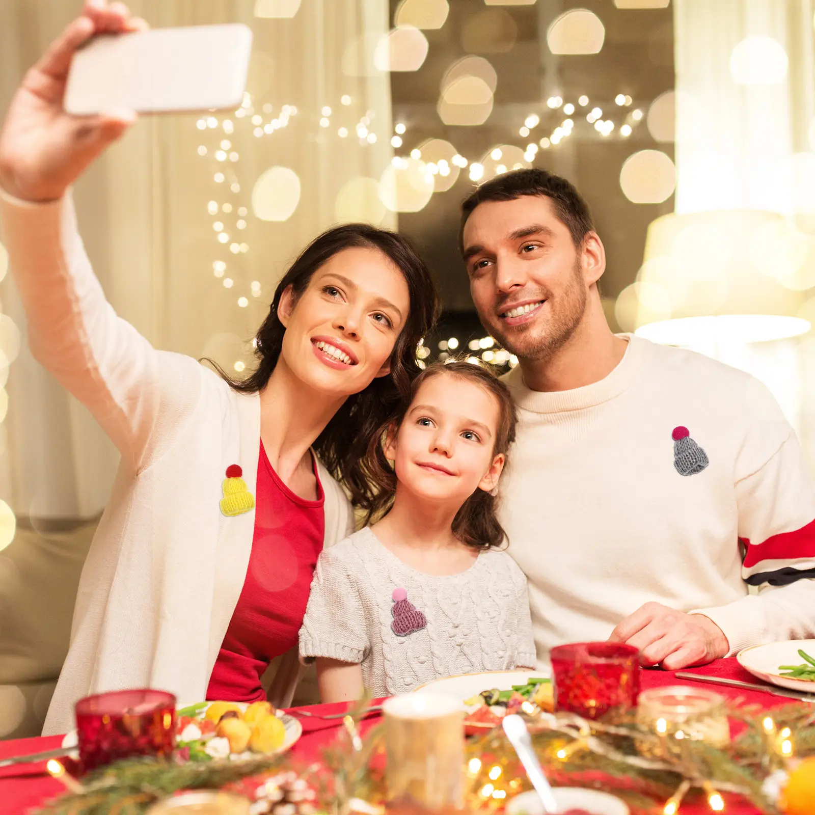 

10 шт. миниатюрных вязаных шапочек для декора, набор для рукоделия, разноцветные украшения для елки, аксессуары для дома и вечеринок