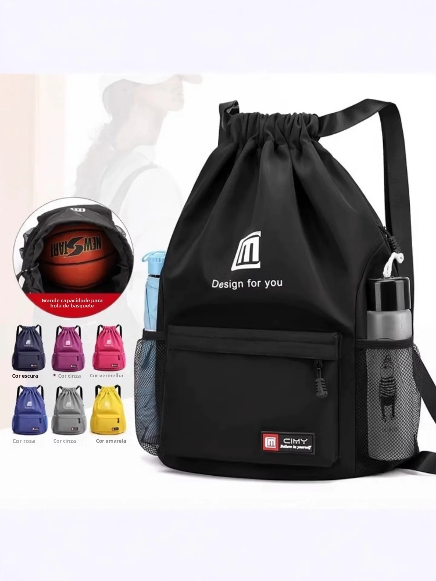 lightweight-oxford-cloth-double-shoulder-bag-women's-new-large-capacity-travel-sports-fitness-backpack-bucket-shape-soft-bag