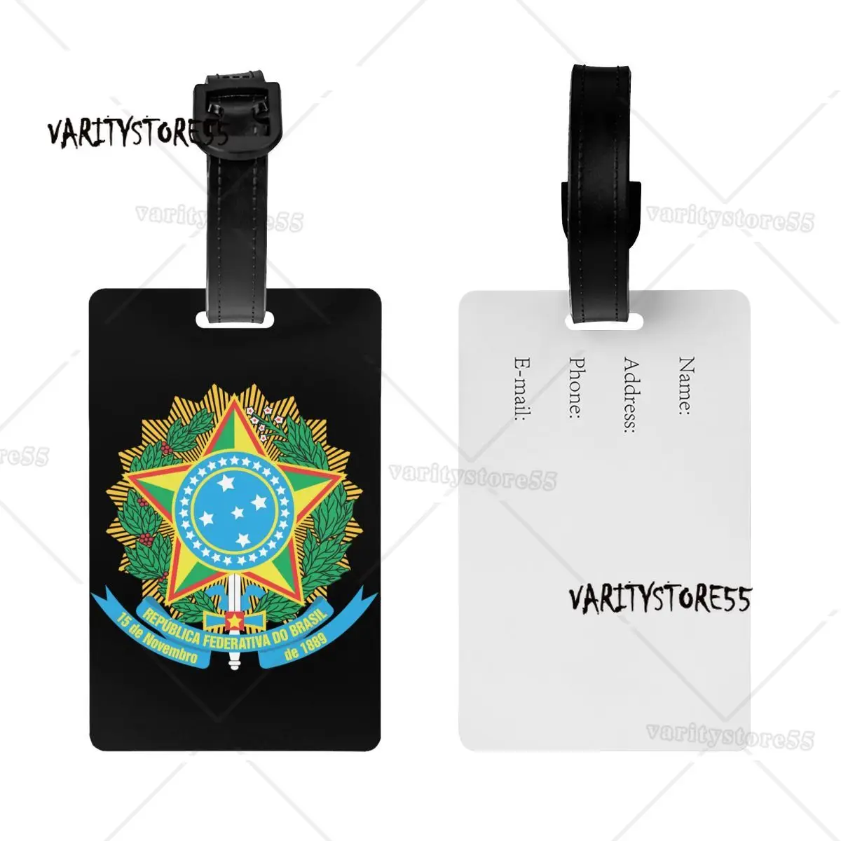 Custom Brazil National Emblem Luggage Tag Custom Brazilian Map And Flag Baggage Tags Privacy Cover ID Label