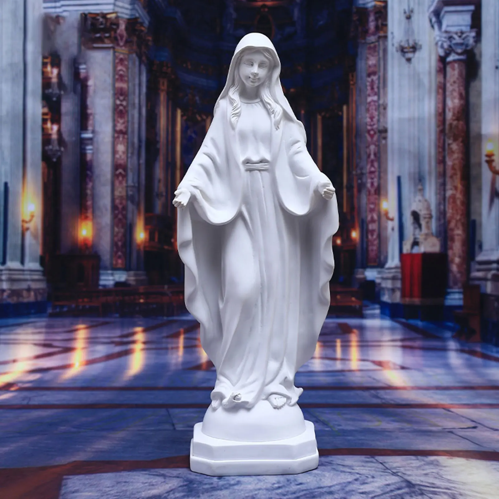 Catholic Blessed Virgin Mary Statue Resin Crafts Ornament Religious Statue Religious Statue for Garden Outdoor Patio Cemetery