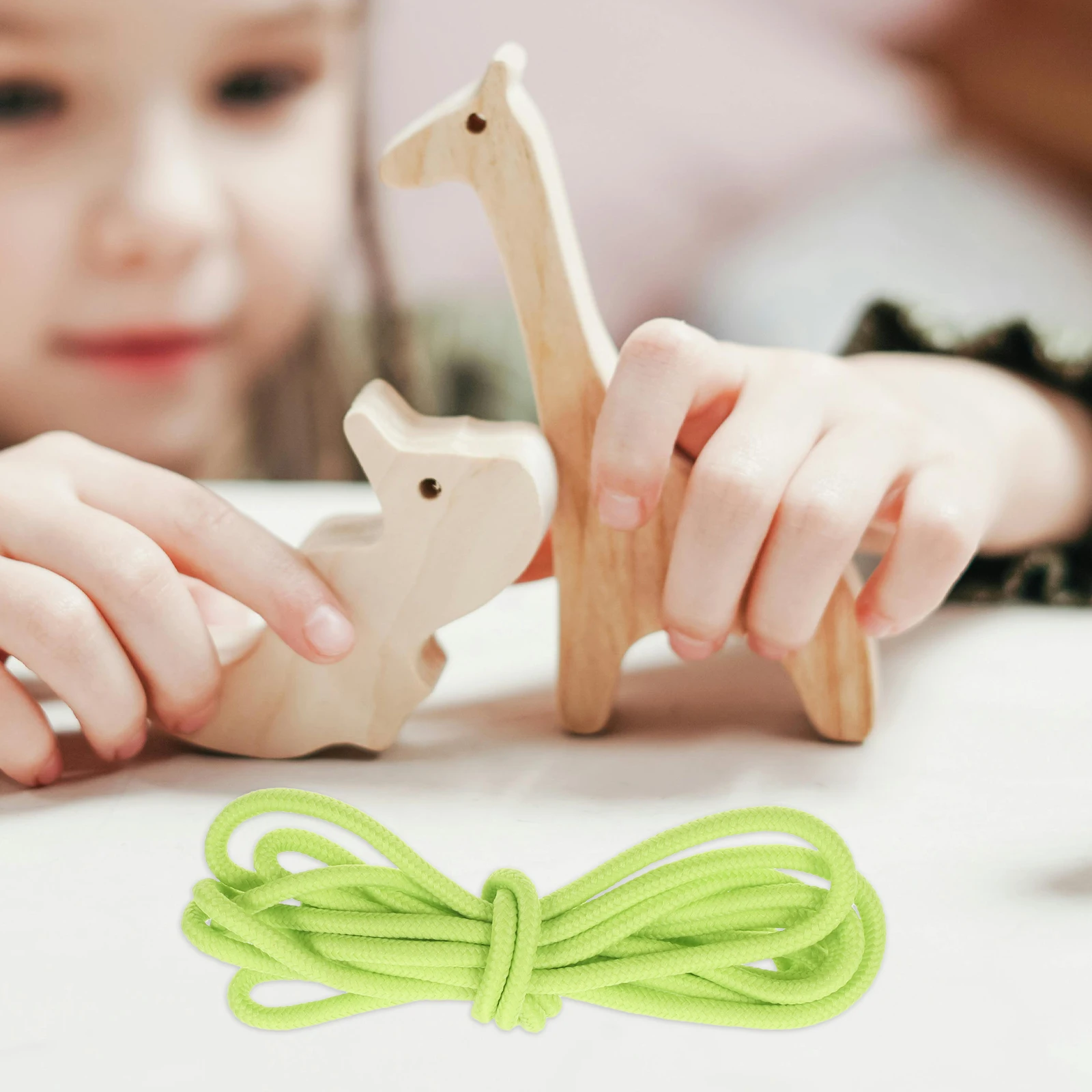 

10 PCS Pointed Beading Cord Lace up Kits for Kids Bracelets Light Green Shoelaces Threading Child