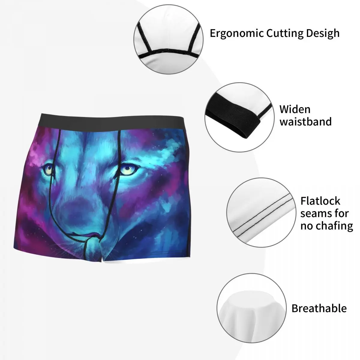 Lion Space Space Galaxy Wolf Underpants Homme Panties Male Underwear Ventilate