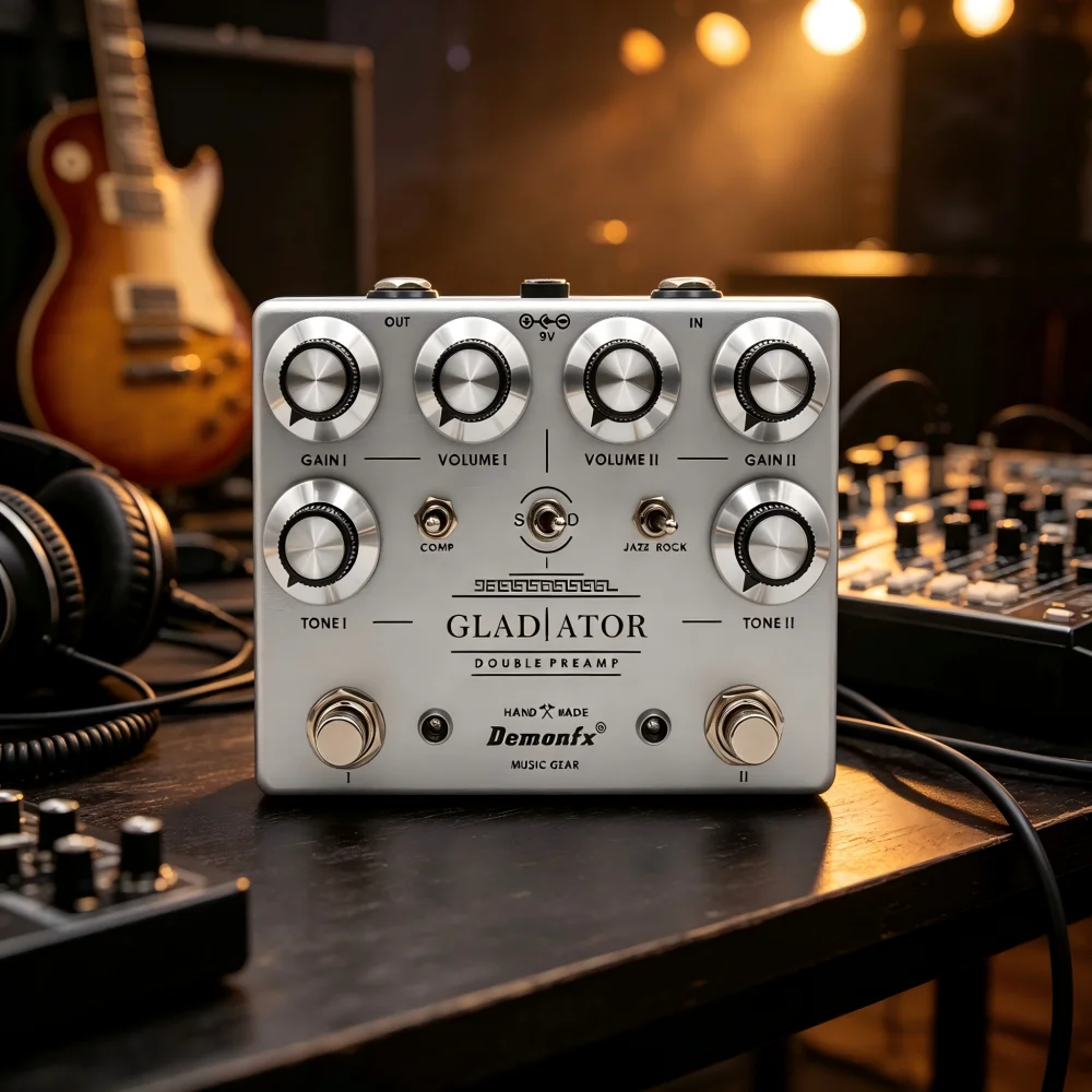 GLADIATOR Double Preamp Channels Guitar Effect Pedal Overdrive Realistic Tube-Compression Touch-Sensitive Response for Guitarist