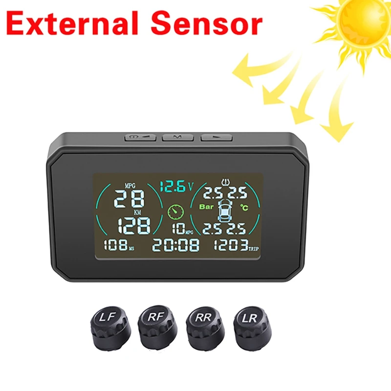 Car Multifunction OBD HUD Solar Power Tyre Pressure Monitoring System Auto Security Alarm Systems Head Up Display B05