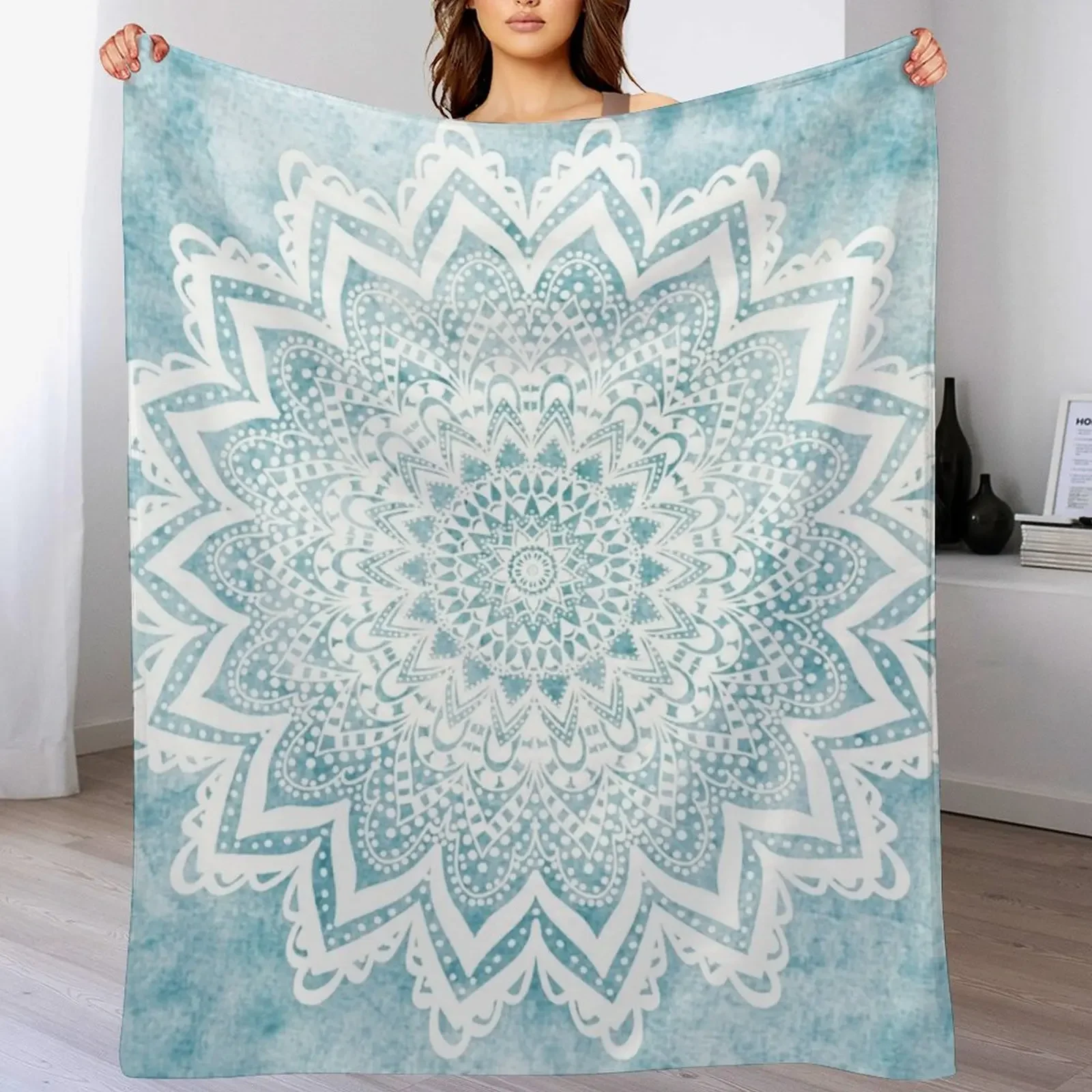 

MANDALA SAVANAH LIGHT BLUE Throw Blanket Personalized Gift valentine gift ideas Extra Large Throw For Sofa Thin Blankets