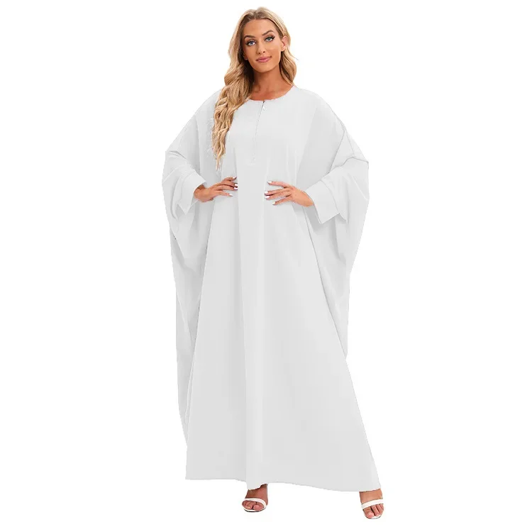 

15 Colors Oversized Muslim Abayas Women Batwing Sleeve Ramadan Eid Prayer Dress Loose Kimono Casual Saudi Arabic Morocco Dress