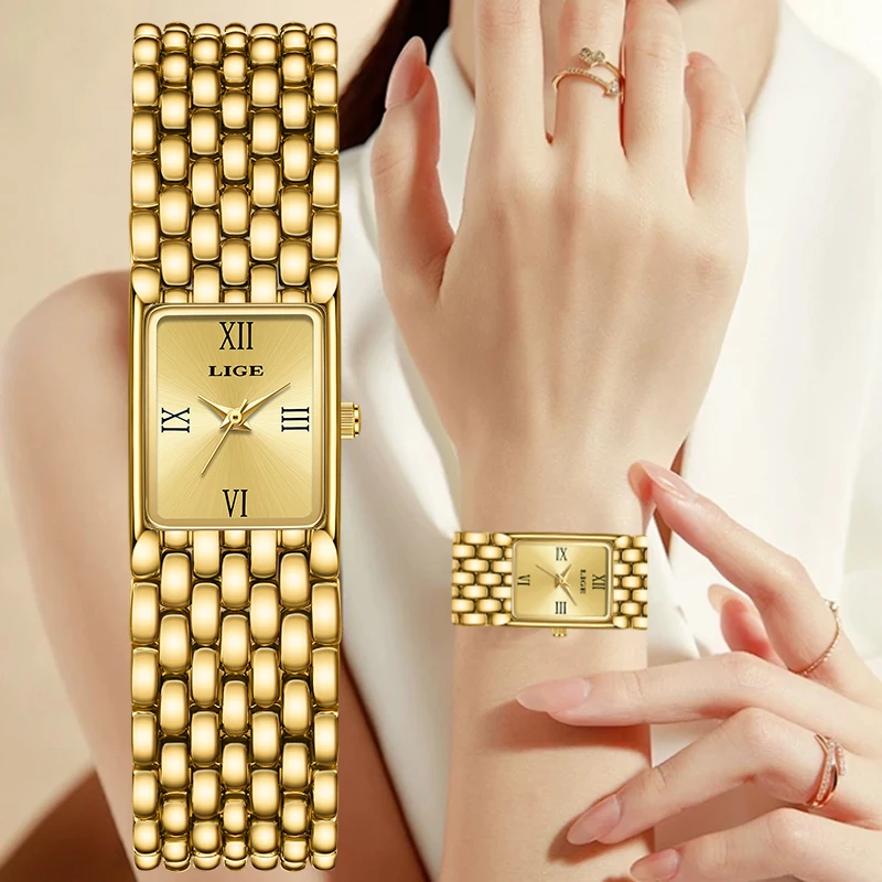 

LIGE кварцевые женские часы, роскошные модные женские часы из нержавеющей стали, деловые женские часы, браслет, наручные часы Reloj Mujer + коробка