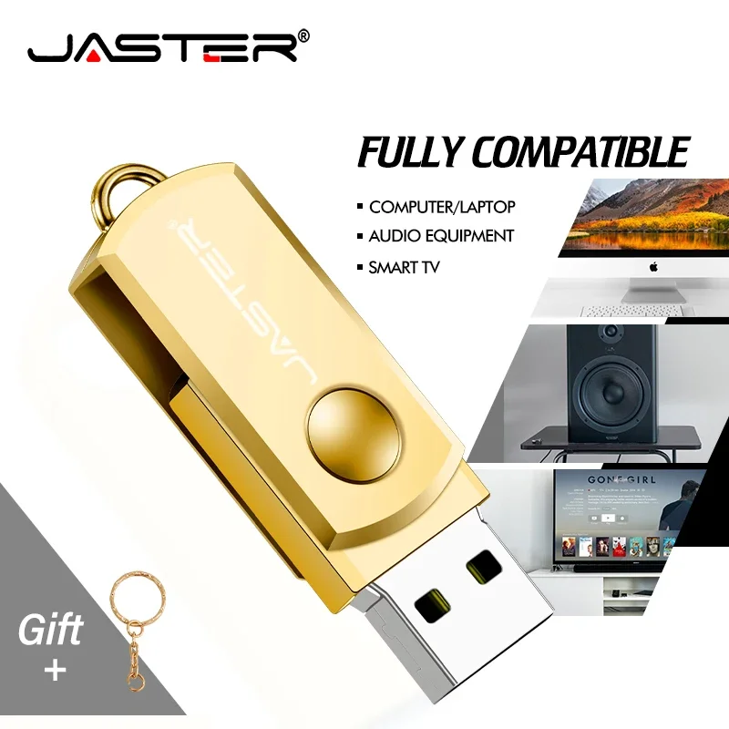 Fast Shipping Rotatable USB3.0 Flash Drive 64GB Mini Metal Pen Drive 32GB High Speed Memory Stick Free Key Chain U Disk