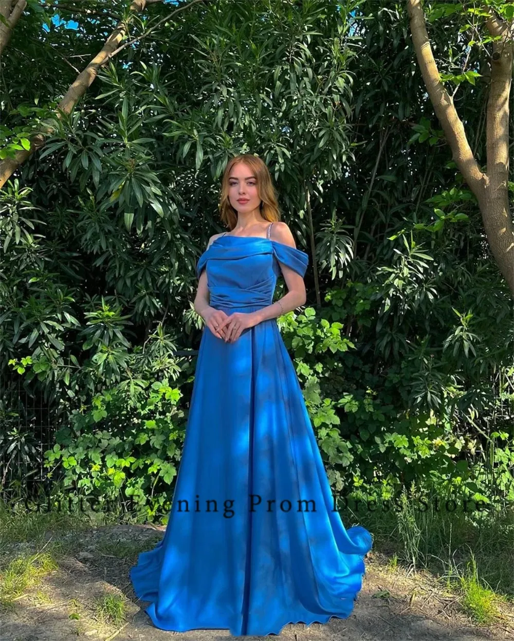 

2024 Simple Modern Sexy Prom Dresses For Women A-Line Off The Shoulder Satin Pleat Custom Made Birthday Evening Party Dresses