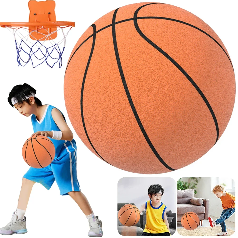 Bouncing Mute Ball Indoor Silent Basketball 24cm Foam Basketball Silent Soft Ball Size 7 Air Bounce Basket Ball 7 Sports Toy