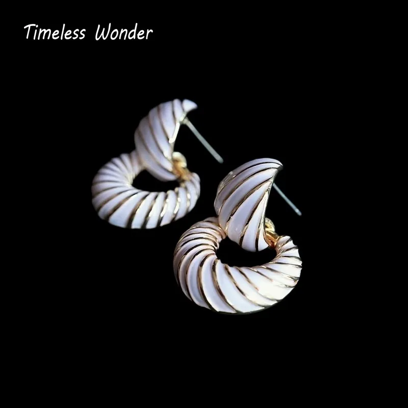 Timeless Wonder Fancy Enamel Geo Stud Earrings Women Designer Jewelry Sweet Gift Rare Top Classy Trendy 3346