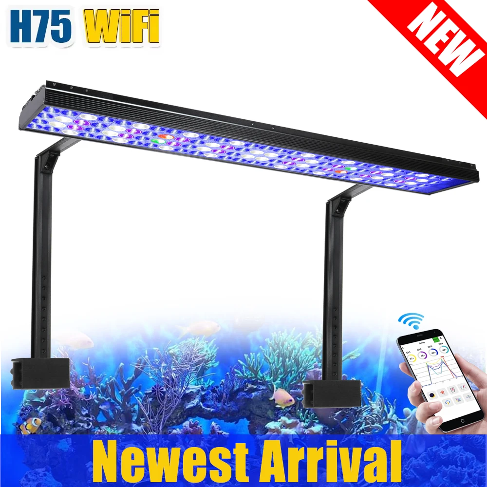 

PopBloom H75 WiFi Aquarium Lamp, Full Spectrum Aquarium Led light for 36"/90CM Marine Reef Corals SPS/LPS Lighting for Aquarium