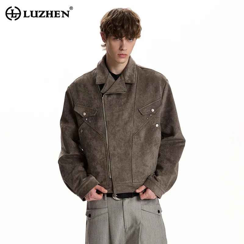 

Мужская куртка LUZHEN 2026 в винтажном стиле с асимметричной планкой и молнией, модная, элегантная, повседневная одежда JY6164