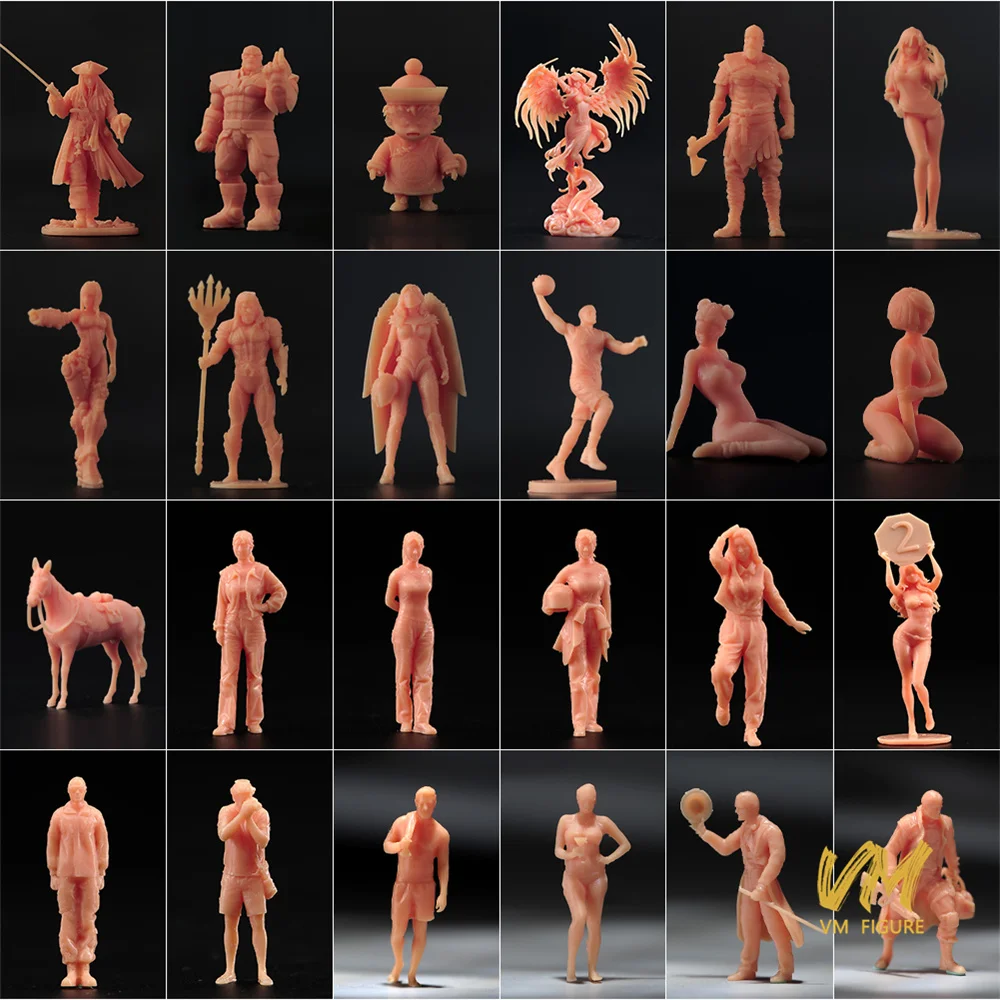 1/5/10 Pcs Scatola Cieca Miniature Non Verniciate 1/64 1/87 Bilancia Figure Maschio Femmina Puntelli di Scena Figura Modello Per Auto Veicoli decorare