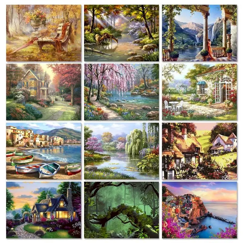 

GATYZTORY Painting By Numbers For Adults DIY Kits HandPainted On Canvas With Framed Oil Picture Drawing Coloring By Number Gift